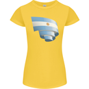 Curled Argentina Flag Argentinian Day Football Womens Petite Cut T-Shirt Yellow