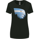 Curled Argentina Flag Argentinian Day Football Womens Wider Cut T-Shirt Black