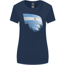 Curled Argentina Flag Argentinian Day Football Womens Wider Cut T-Shirt Navy Blue