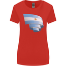 Curled Argentina Flag Argentinian Day Football Womens Wider Cut T-Shirt Red