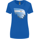 Curled Argentina Flag Argentinian Day Football Womens Wider Cut T-Shirt Royal Blue