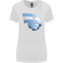 Curled Argentina Flag Argentinian Day Football Womens Wider Cut T-Shirt White