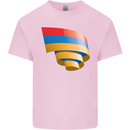 Curled Armenia Flag Armenian Day Football Kids T-Shirt Childrens Light Pink