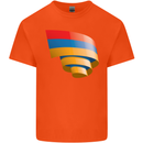 Curled Armenia Flag Armenian Day Football Kids T-Shirt Childrens Orange