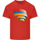 Curled Armenia Flag Armenian Day Football Kids T-Shirt Childrens Red
