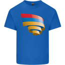 Curled Armenia Flag Armenian Day Football Kids T-Shirt Childrens Royal Blue