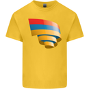 Curled Armenia Flag Armenian Day Football Kids T-Shirt Childrens Yellow