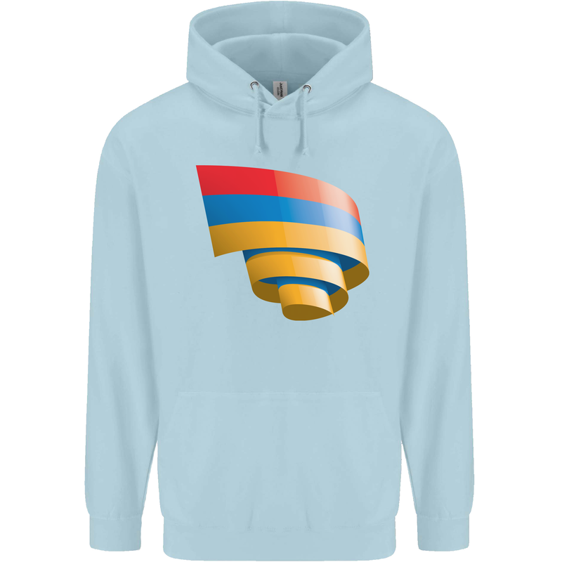 Curled Armenia Flag Armenian Day Football Mens 80% Cotton Hoodie Light Blue