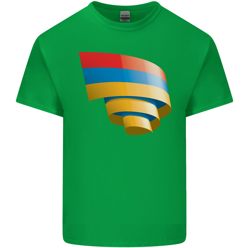 Curled Armenia Flag Armenian Day Football Mens Cotton T-Shirt Tee Top Irish Green