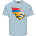 Curled Armenia Flag Armenian Day Football Mens Cotton T-Shirt Tee Top Light Blue