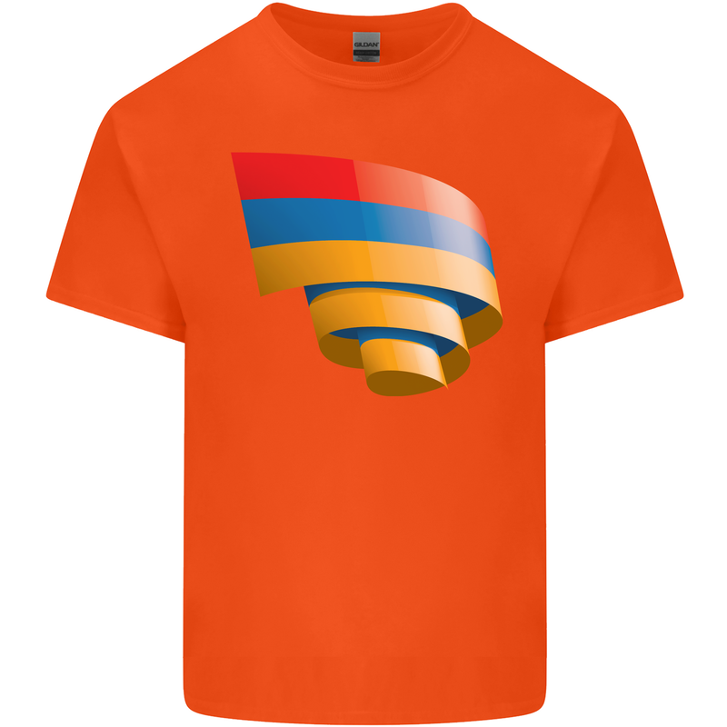 Curled Armenia Flag Armenian Day Football Mens Cotton T-Shirt Tee Top Orange