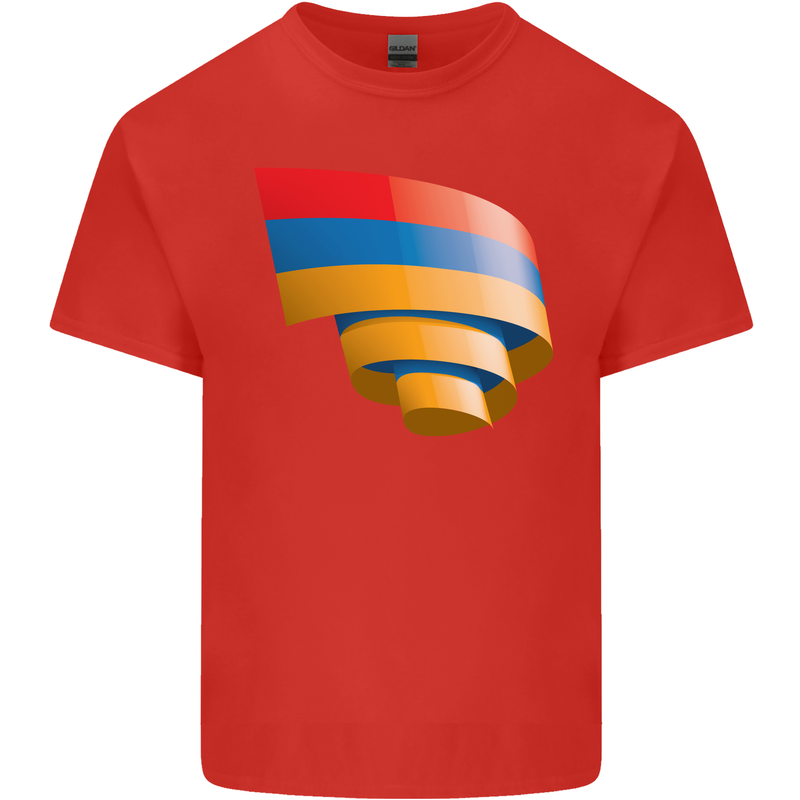 Curled Armenia Flag Armenian Day Football Mens Cotton T-Shirt Tee Top Red