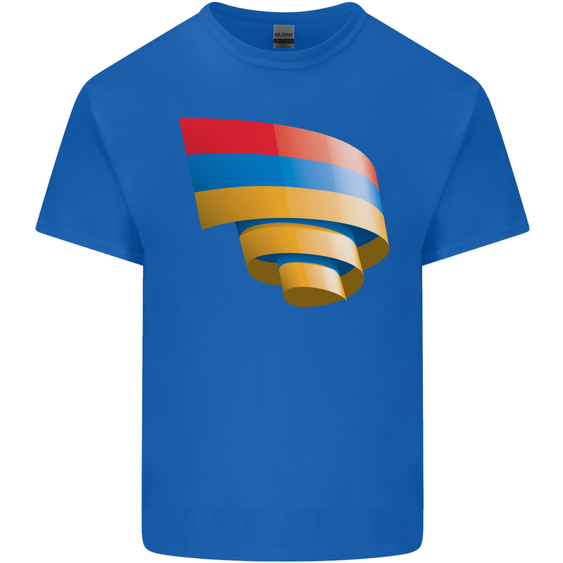 Curled Armenia Flag Armenian Day Football Mens Cotton T-Shirt Tee Top Royal Blue