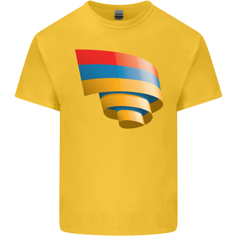 Curled Armenia Flag Armenian Day Football Mens Cotton T-Shirt Tee Top Yellow