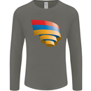 Curled Armenia Flag Armenian Day Football Mens Long Sleeve T-Shirt Charcoal