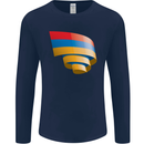 Curled Armenia Flag Armenian Day Football Mens Long Sleeve T-Shirt Navy Blue