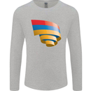 Curled Armenia Flag Armenian Day Football Mens Long Sleeve T-Shirt Sports Grey
