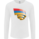 Curled Armenia Flag Armenian Day Football Mens Long Sleeve T-Shirt White