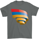 Curled Armenia Flag Armenian Day Football Mens T-Shirt 100% Cotton Charcoal