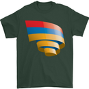 Curled Armenia Flag Armenian Day Football Mens T-Shirt 100% Cotton Forest Green