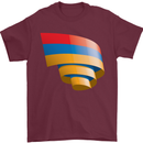 Curled Armenia Flag Armenian Day Football Mens T-Shirt 100% Cotton Maroon