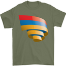 Curled Armenia Flag Armenian Day Football Mens T-Shirt 100% Cotton Military Green
