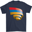 Curled Armenia Flag Armenian Day Football Mens T-Shirt 100% Cotton Navy Blue