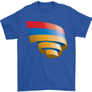 Curled Armenia Flag Armenian Day Football Mens T-Shirt 100% Cotton Royal Blue