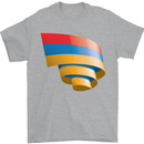 Curled Armenia Flag Armenian Day Football Mens T-Shirt 100% Cotton Sports Grey