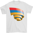 Curled Armenia Flag Armenian Day Football Mens T-Shirt 100% Cotton White