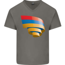 Curled Armenia Flag Armenian Day Football Mens V-Neck Cotton T-Shirt Charcoal