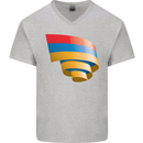 Curled Armenia Flag Armenian Day Football Mens V-Neck Cotton T-Shirt Sports Grey