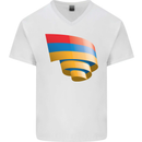 Curled Armenia Flag Armenian Day Football Mens V-Neck Cotton T-Shirt White