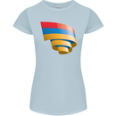 Curled Armenia Flag Armenian Day Football Womens Petite Cut T-Shirt Light Blue