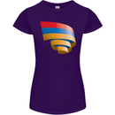 Curled Armenia Flag Armenian Day Football Womens Petite Cut T-Shirt Purple