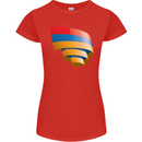 Curled Armenia Flag Armenian Day Football Womens Petite Cut T-Shirt Red