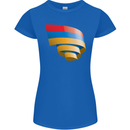 Curled Armenia Flag Armenian Day Football Womens Petite Cut T-Shirt Royal Blue