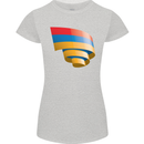 Curled Armenia Flag Armenian Day Football Womens Petite Cut T-Shirt Sports Grey