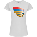 Curled Armenia Flag Armenian Day Football Womens Petite Cut T-Shirt White