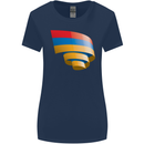 Curled Armenia Flag Armenian Day Football Womens Wider Cut T-Shirt Navy Blue