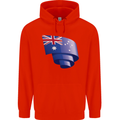Curled Australia Flag Australian Day Football Childrens Kids Hoodie Bright Red