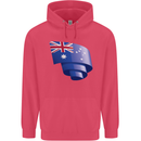 Curled Australia Flag Australian Day Football Childrens Kids Hoodie Heliconia
