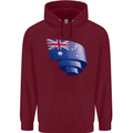 Curled Australia Flag Australian Day Football Childrens Kids Hoodie Maroon