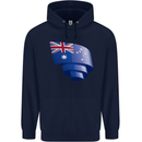 Curled Australia Flag Australian Day Football Childrens Kids Hoodie Navy Blue