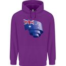 Curled Australia Flag Australian Day Football Childrens Kids Hoodie Purple
