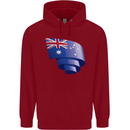 Curled Australia Flag Australian Day Football Childrens Kids Hoodie Red