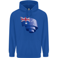 Curled Australia Flag Australian Day Football Childrens Kids Hoodie Royal Blue