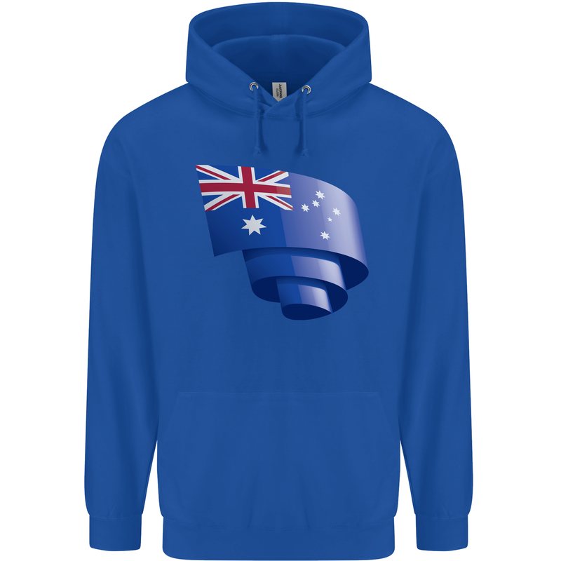Curled Australia Flag Australian Day Football Childrens Kids Hoodie Royal Blue