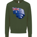 Curled Australia Flag Australian Day Football Kids Sweatshirt Jumper Forest Green