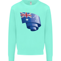 Curled Australia Flag Australian Day Football Kids Sweatshirt Jumper Peppermint